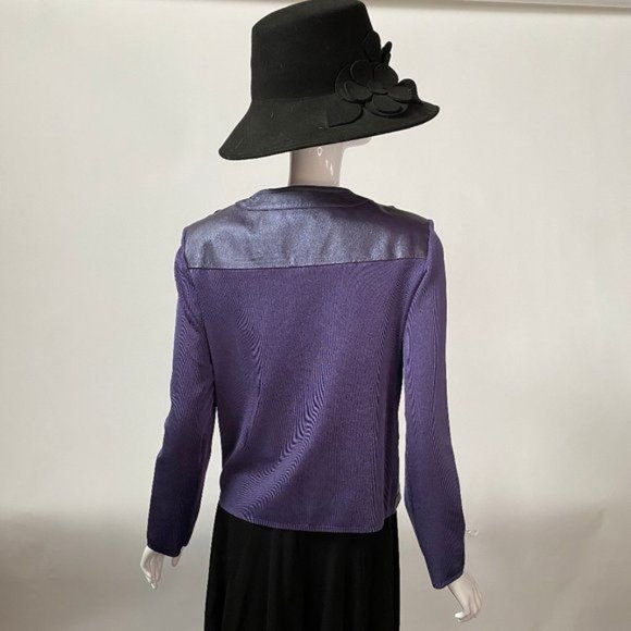 Peter Nygard Zip Jacket Sz MP Purple Leather 92% Nylon Back Style# 3U080788 - Picture 12 of 12